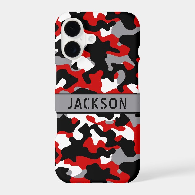 Red and Black Camouflage Personalized  Case-Mate iPhone Case (Back)