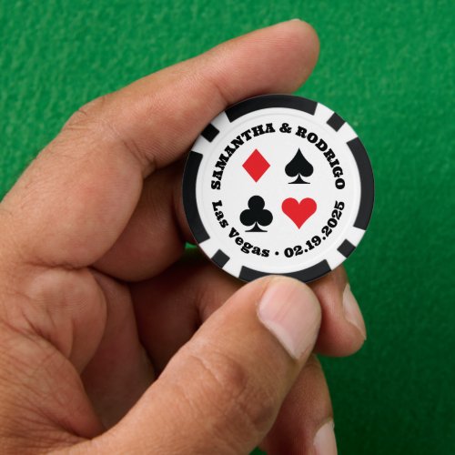 Red and Black Card Suits Vegas Wedding Poker Chips