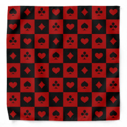 Red and Black Casino Poker Playing Cards Pattern Bandana