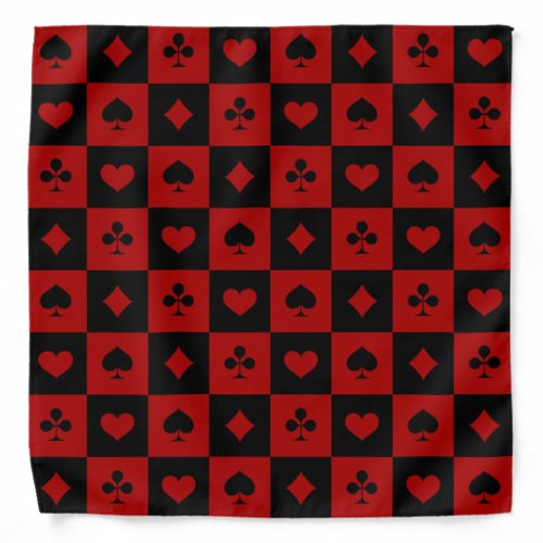 Red and Black Casino Poker Playing Cards Pattern Bandana