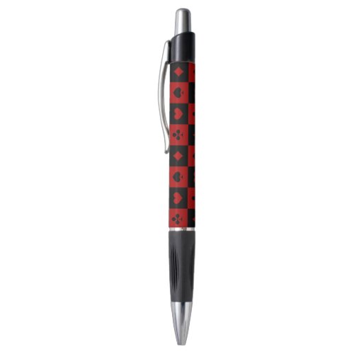 Red and Black Casino Poker Playing Cards Pattern Pen