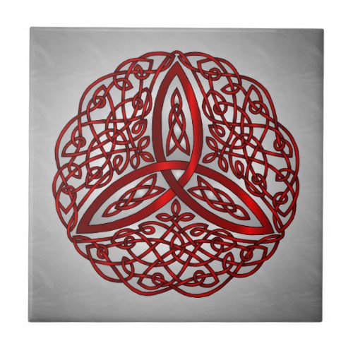 Red and Black Celtic Art Trinity Knot Tile