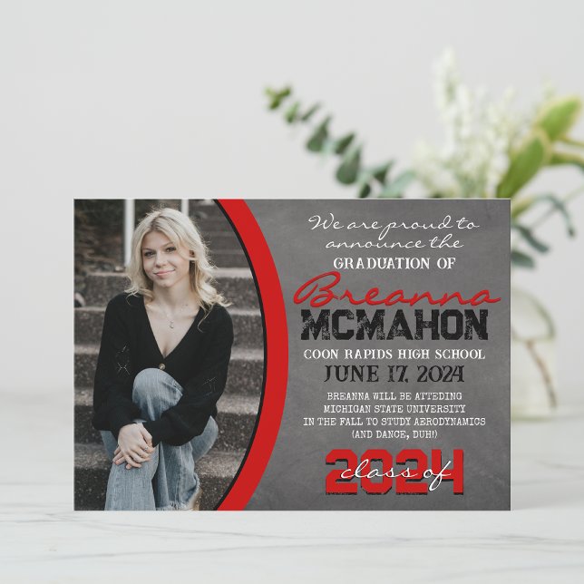 Red and Black Chalkboard Graduation Announcement (Creator Uploaded)