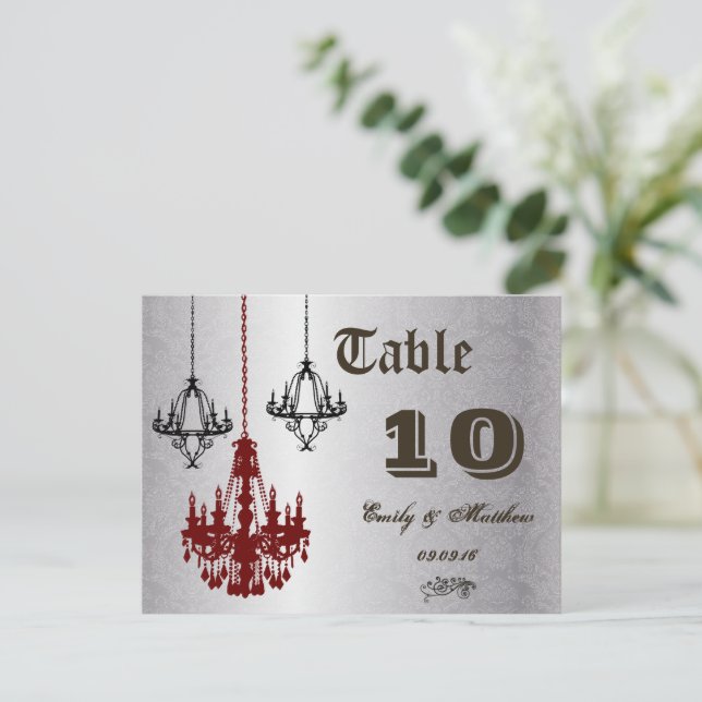 Red and Black Chandelier Table Number (Standing Front)