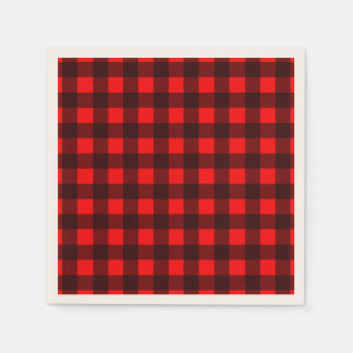 Red and Black Check Buffalo Plaid Party Napkin