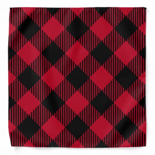 Red And Black Check Buffalo Plaid Pattern Bandana