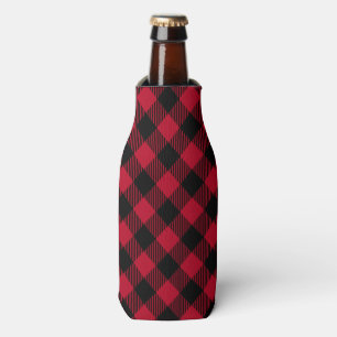 Red And Black Check Buffalo Plaid Pattern Bottle Cooler