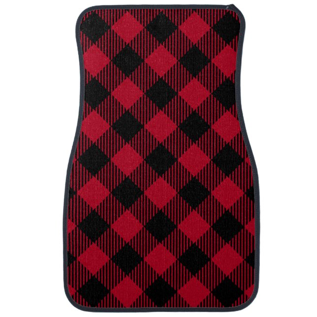 Red And Black Check Buffalo Plaid Pattern Car Mat (Front)