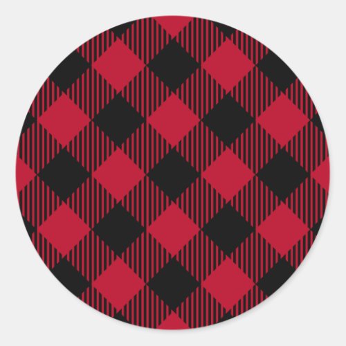 Red And Black Check Buffalo Plaid Pattern Classic Round Sticker