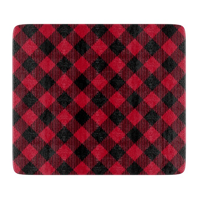 Red And Black Check Buffalo Plaid Pattern Cutting Board (Front)