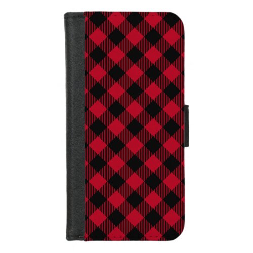 Red And Black Check Buffalo Plaid Pattern iPhone 87 Wallet Case