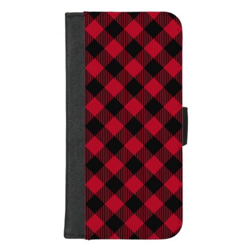 Red And Black Check Buffalo Plaid Pattern iPhone 87 Plus Wallet Case