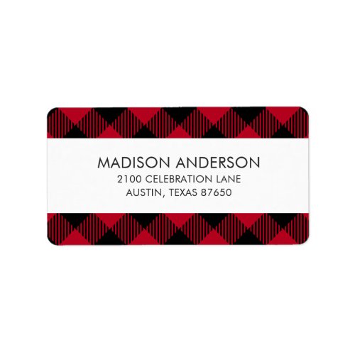 Red And Black Check Buffalo Plaid Pattern Label