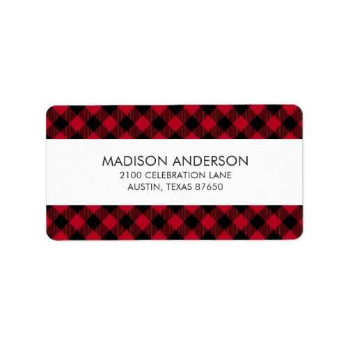 Red And Black Check Buffalo Plaid Pattern Label