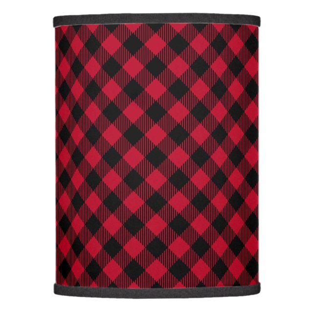 Red And Black Check Buffalo Plaid Pattern Lamp Shade (Front)