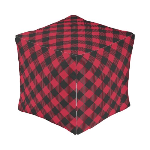 Red And Black Check Buffalo Plaid Pattern Outdoor Pouf