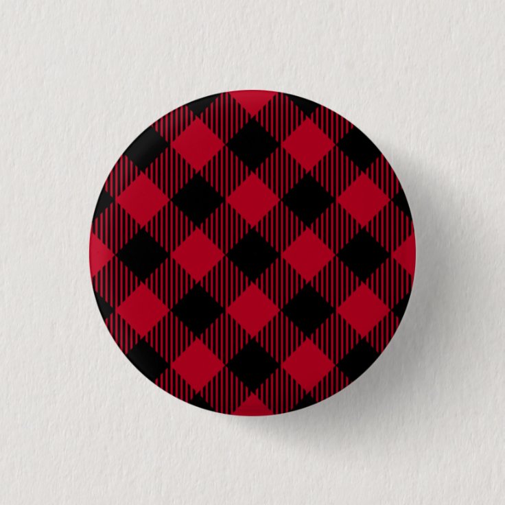 Red And Black Check Buffalo Plaid Pattern Pinback Button Zazzle