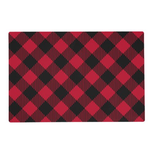 Red And Black Check Buffalo Plaid Pattern Placemat