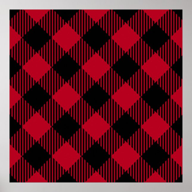 Red And Black Check Buffalo Plaid Pattern Poster (Front)