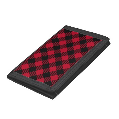 Red And Black Check Buffalo Plaid Pattern Tri_fold Wallet