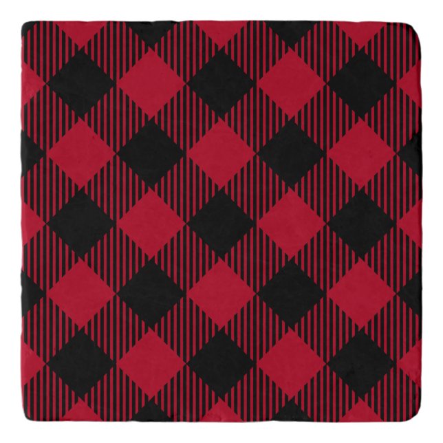 Red And Black Check Buffalo Plaid Pattern Trivet (Front)