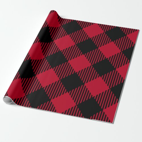Red And Black Check Buffalo Plaid Pattern Wrapping Paper