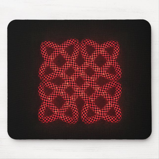 Red and Black Checkerboard Celtic Knot Mouse Pad (Front)