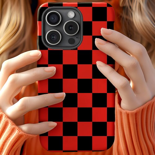 Red And Black Checkerboard Checker Pattern iPhone 11 Case