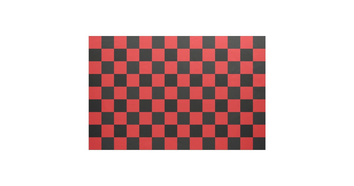 Red and black checkerboard pattern fabric Zazzle