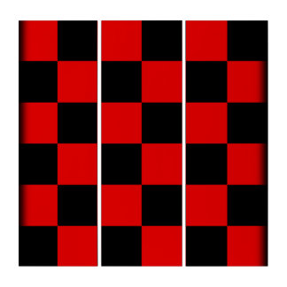 Red And Black Checkerboard Pattern Triptych