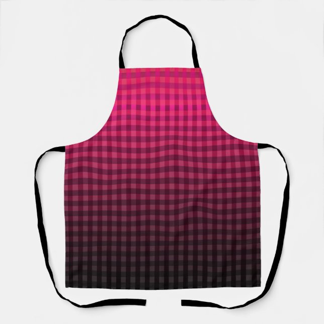 Red and black checkered pattern gradient  apron (Front)