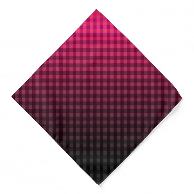 Red and black checkered pattern gradient  bandana (Front)
