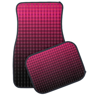 Red and black checkered pattern gradient car floor mat