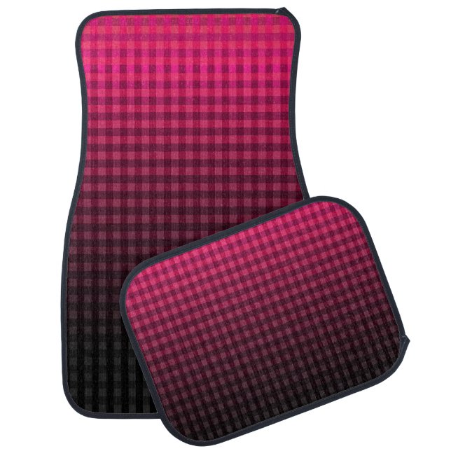 Red and black checkered pattern gradient car floor mat (Set)