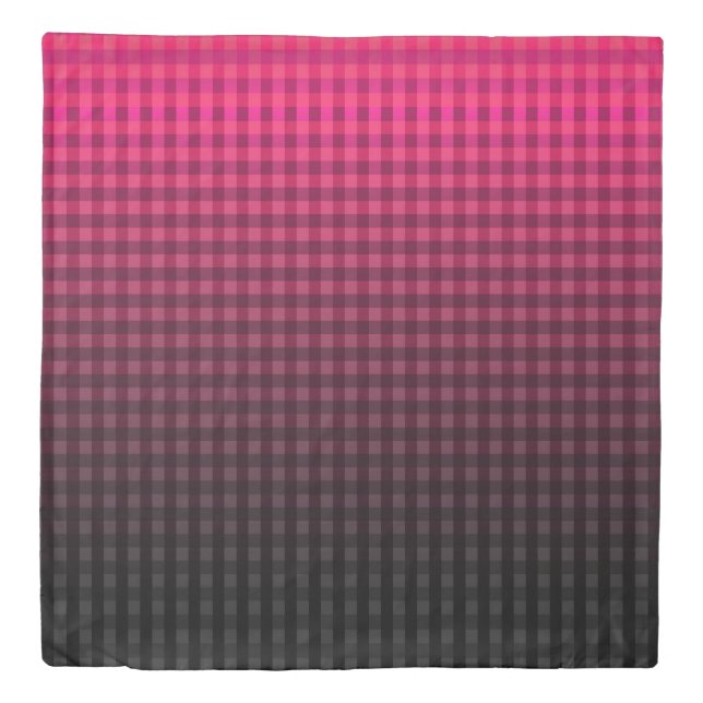 Red and black checkered pattern gradient  duvet cover (Front)