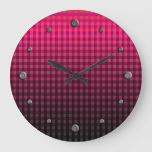 Red and black checkered pattern gradient  large clock