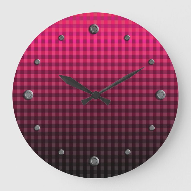 Red and black checkered pattern gradient  large clock (Front)