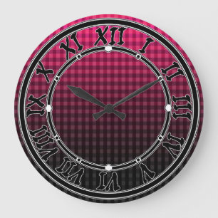 Red and black checkered pattern gradient large clock
