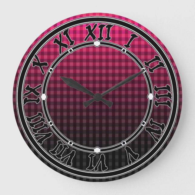 Red and black checkered pattern gradient  large clock (Front)