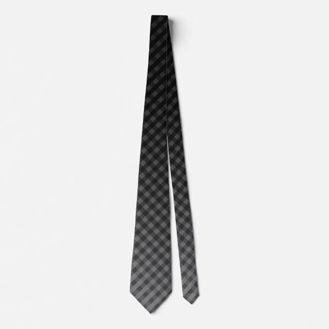 Red and black checkered pattern gradient neck tie (Front)