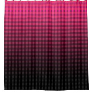 Red and black checkered pattern gradient  shower curtain