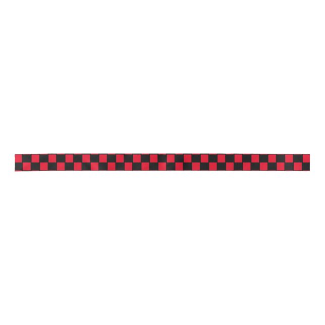 Red and Black checkered pattern  Satin Ribbon (Front)