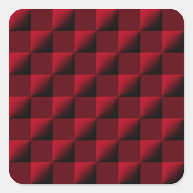 Red and Black Checkered Pattern Square Sticker (Front)