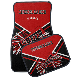 Red and Black Cheerleader Design Car Floor Mat