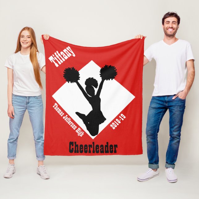 Red and Black Cheerleader Fleece Blanket (In Situ)