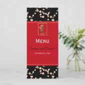 Red and Black Cherry Blossoms Menu Card (Standing Front)