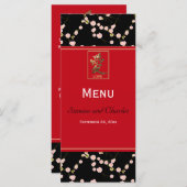 Red and Black Cherry Blossoms Menu Card (Front/Back)