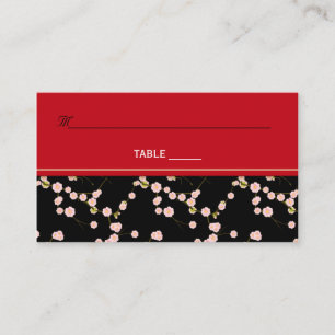 Red and Black Cherry Blossoms Placecards