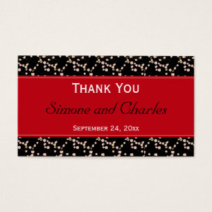 Red and Black Cherry Blossoms Wedding Favor Tag