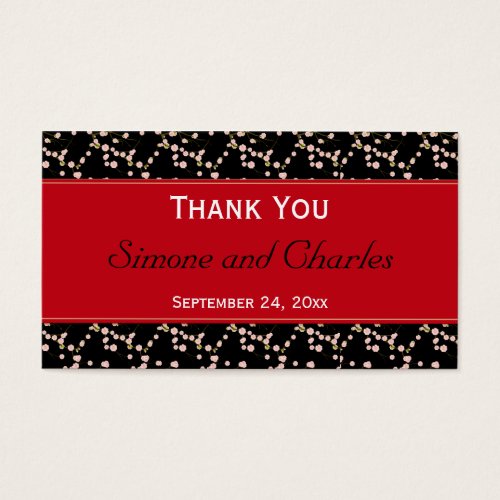 Red and Black Cherry Blossoms Wedding Favor Tag